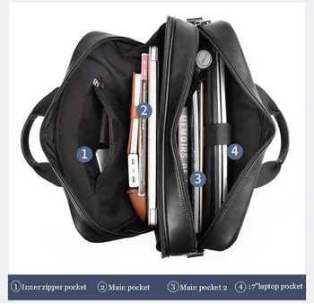 Luufan Men Business Briefcase естествена кожа Fit 17 инчовата чанта за лаптоп голяма коровья кожа ежедневно работна чанта през рамо за мъже