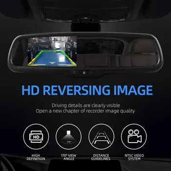 Автомобилна реверсивная камера за обратно виждане Огледало с паркинг монитор LED Car Front CCD камера за обратно виждане Dash Cam 4.3 инчов TFT LCD огледален монитор