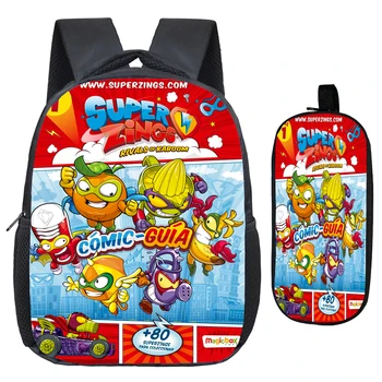 Гореща разпродажба Детска игра Super Zings детска градина раница деца Superzings основно училище чанта Bookbag подарък(2 бр. Комплект/раница дръжка за чанта)