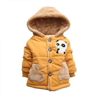 Дрехи за момчета якета топло палто Зима Есен якета Детски дрехи Дрехи с качулка карикатура сладък принт панди за малки момчета