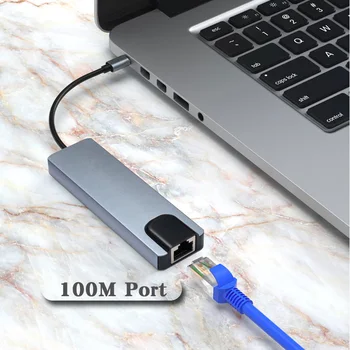 Кабелен C USB HUB Usb-хъб с блок захранване Type-c със зарядно пристанище Plug and play многофункционален конвертор hdmi-разветвителей type c
