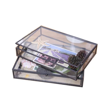 Стъклена кутия за съхранение на бижута кутия на дисплея бижута настолна организация за съхранение