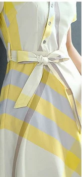 Чист Рами рокля бельо от памук и лен голям е размерът на пролет есен дами дълъг елемент лято каре свободни дамски рокли W441